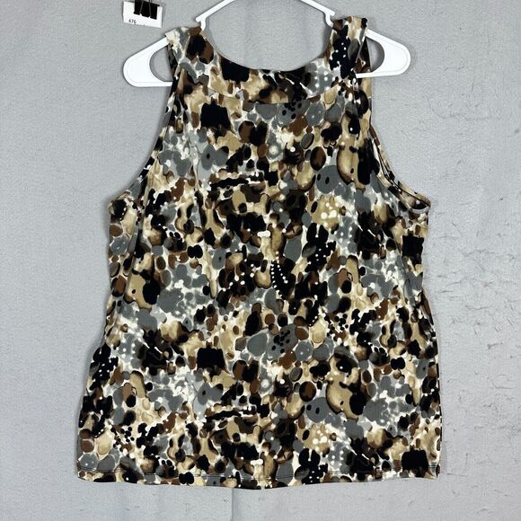 CJ Banks Tank Top Womens Blouse Black Multi Color Sheer Size 1X - Picture 2 of 15